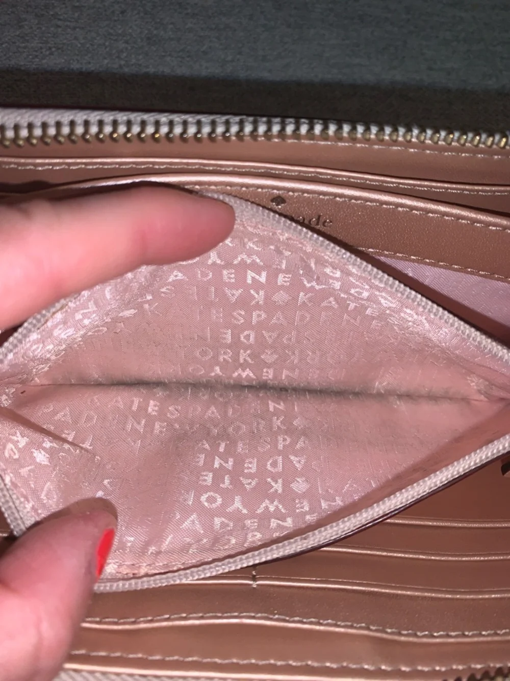 Kate Spade New York Wellesley Neda Metallic Rose Gold Leather Long Zip Wallet - Picture 11 of 16